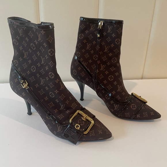 Louis Vuitton Brown Monogram Mimosa Mini Lin Ankle Boots - Picture 2 of 16